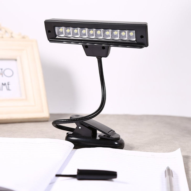 Clip On Lamp Clip On Lamps Plastic Metal Black Portable 10 Led Clip On Music Stand Clamp Light Bedroom Desk Reading Lamp Ac 110V ~220V (b)