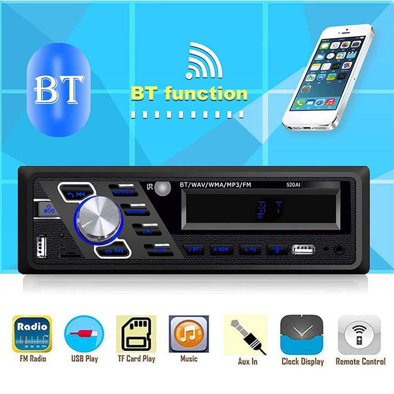 [AUSTRALIA] - 24V Car Radio Bluetooth Stereo MP3 Player Supports Hands-Free Calls FM Dual USB Ports TF AUX in Voice Assist File Reading Function with ISO Plug and Remote Control 