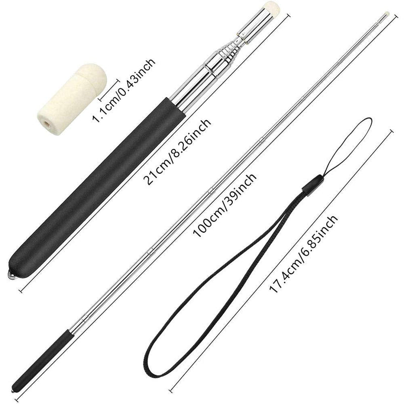 VOVIGGOL Telescopic Teacher Pointer Stick with Hand Lanyard, Teaching Pointer for Classroom, Hand Pointer Extendable Pointer Stick Retractable Pointer Handheld Whiteboard Pointer (Black) Black