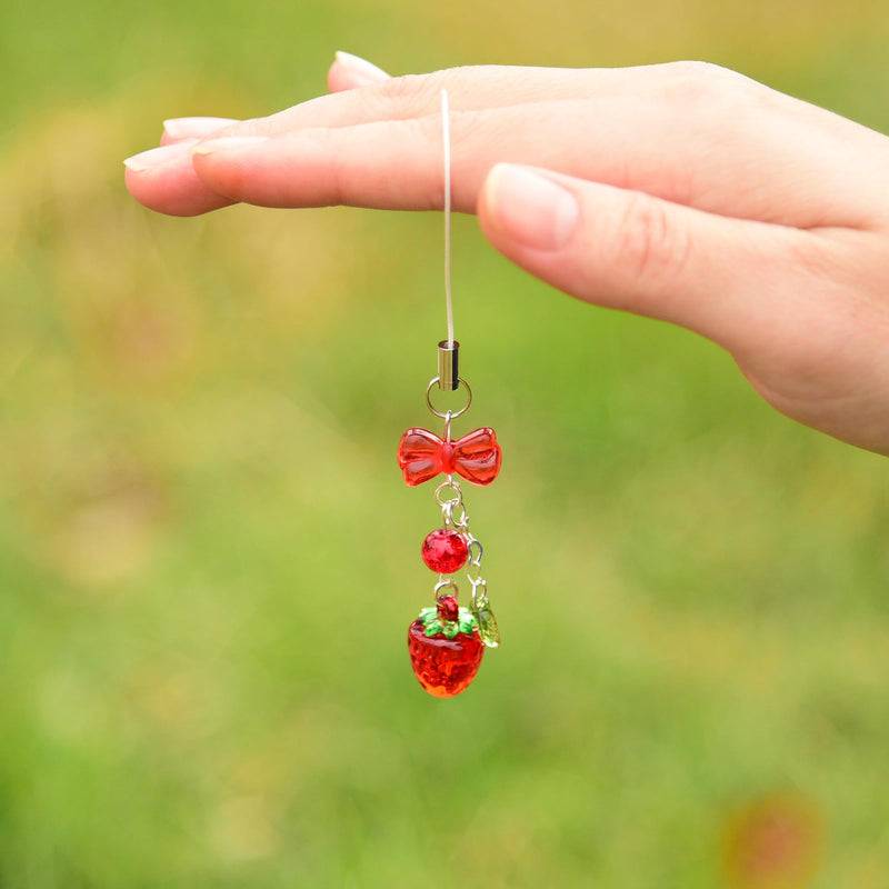 Cute Strawberry Cherry Phone Charm Delicate Y2K Kpop Aesthetic Charm For Phone Bag Keychain Airpods Camera Pendants Decor red strawberry