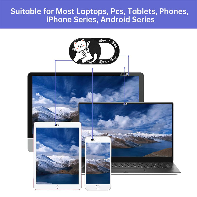 Hug Me Cat 3-Pack Laptop Camera Cover Slide - Cute Webcam Cover for MacBook Pro/Air, Dell, iPad, iPhone, iMac - Computer Camera Blocker, Mac Camera Cover Slide, Laptop Webcam Cover, iPad Accessories