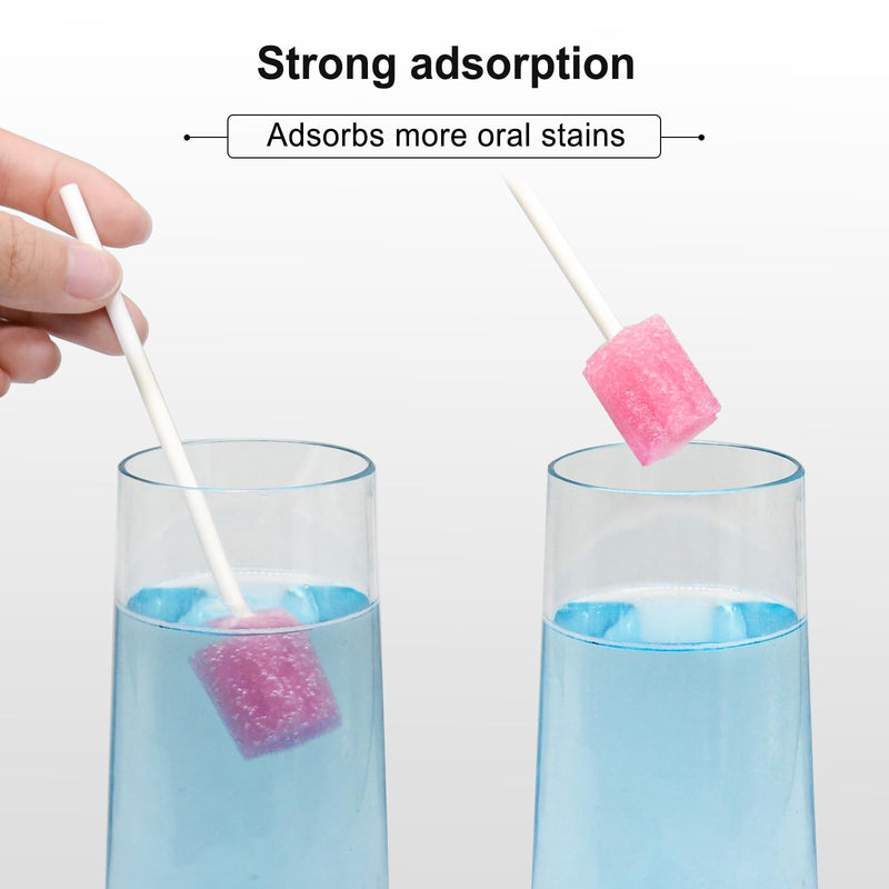 Mouth Sponges Sterile Dental Swabs, 50 Pieces Oral Care Sponge Swabs, Cleaning Mouth Swabs, Oral Hygiene Sponge, Oral Care Swabs, Cotton Buds, Oral Care Sticks, Foam for Oral Hygiene, Pink Pack of 50 plum blossom pink