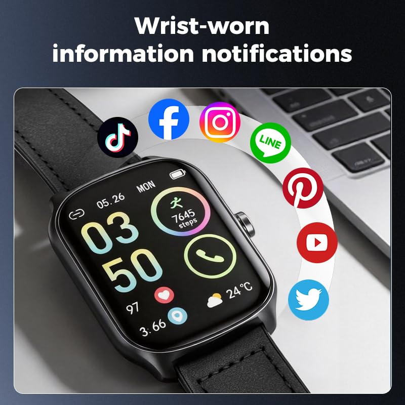 Smart Watch for Men,1.87" HD Touchscreen, Alexa Built-in, Fitness Tracker with Heart Rate/Sleep, Multi-Sport Modes Pedometer, Bluetooth Calling Smartwatch for Android/iOS for Daily Workout Black