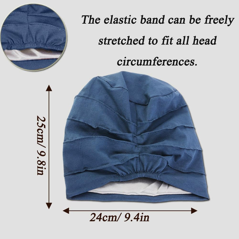 AIDIER Chemo Turban Hat for Women - Summer Cotton Headpiece - Slouchy Head Wrap Sleep Cap - Soft Turban for Cancer and Hair Loss Unit size blue