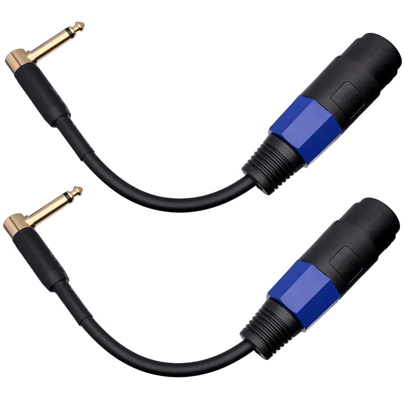CESS-144 Speakon Female Connector to 1/4" Male TS Speaker Cable - Speak-on Jack to 1/4 TS Plug (Right-Angle Plug) (Pack of 2) Right-angle Plug (Pack of 2)