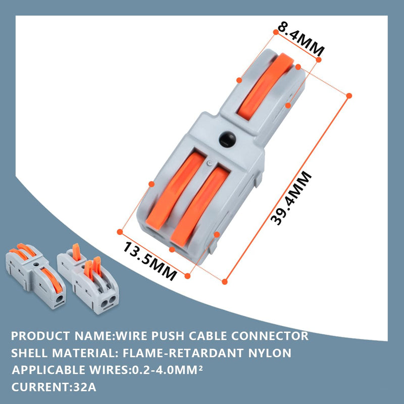 Innfeeltech 10 Pieces Connection Clamp, 1 in 2 Out Connection Clamp, with Lever, Cable Connector with 0.2-4 mm² Conductor Clamp for DIY Projects