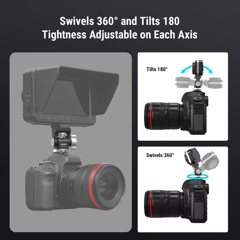 [AUSTRALIA] - Tilt Adjustable Camera Monitor Mount,Swivel Field Monitor Holder with Cold Shoe Mount 1/4"-20 Screw for 5” and 7”Monitor(Grey). Grey 