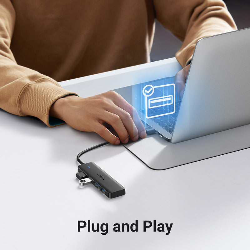 UGREEN USB 3.0 Hub, 4 Ports USB A Splitter Ultra-Slim USB Expander for Mouse, Keyboard, Flash Drive, U Disk, Printer Compatible with Laptop, Desktop PC, Xbox, PS5, and More 0.5 ft
