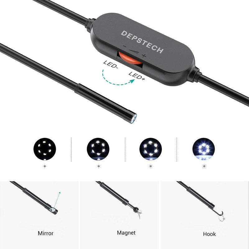 [AUSTRALIA] - DEPSTECH USB Endoscope, 720P IP67 Waterproof Borescope, 5.5mm Snake Inspection Camera, Type-C Scope With 16.5ft Semi-Rigid Cable, 6 LED Lights, Compatible With OTG Android Phone, PC 