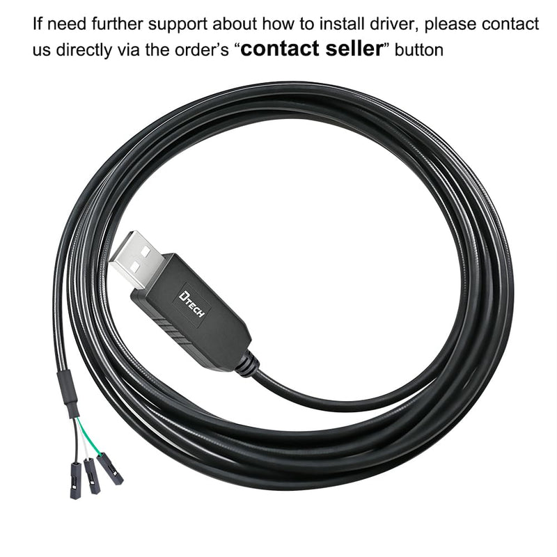 DTECH 3ft USB to TTL Serial Cable 3.3V 3 Pin TX RX Signal UART Adapter Debug Cord Compatible with Windows 11 10 8 7 Linux MAC OS Genuine FT232RL Chip 3Pin 3v3 2.54mm Dupont Female Header (Pack of 2) 6ft/1.8m (Pack of 2)