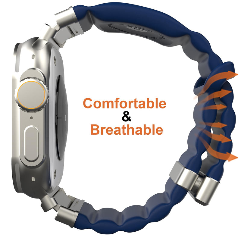 Energy Link Compatible with Apple Watch Band 44mm 45mm 49mm for Women Man, Band Charging, Silicone material, Outdoor Waterproof, Blue