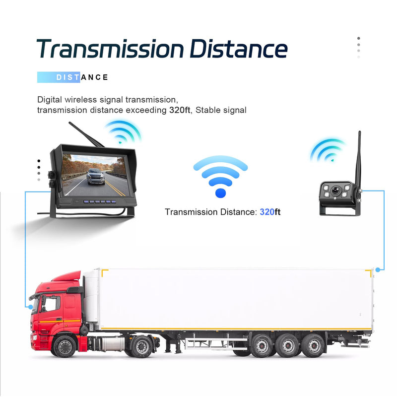 9 Inch Wireless Backup Camera for Truck RV Backup Camera Wireless, 4 Channels Split Screen, BSD Alert, Night Vision, IP68K Waterproof, for Truck, Pickup, Trailer, Cars - Parking Safety