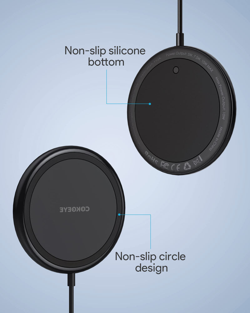 Wireless Charger, 15W Max Fast Wireless Charging Pad 2-Pack Compatible with iPhone 15/15 Pro/15 Plus/15 ProMax/14/14 Pro/14 Plus/13/12/Samsung S24 /S24Ultra/S23 Ultra/S22/S21/S20/Note 10, AirPods Pro Black