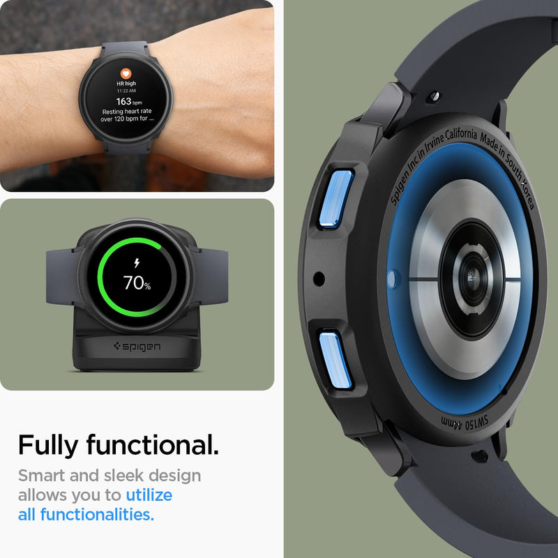 Spigen Liquid Air Case and Rugged Band Designed for Samsung Galaxy Watch 6 44mm - Matte Black