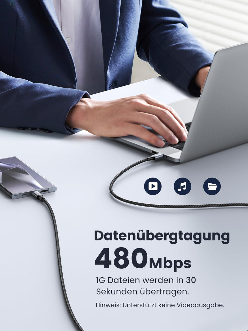 UGREEN USB C Cable 100 W 2 m Charging Cable USB-C Pack of 2 PD 3.0 Fast Charging Cable PPS USB C to USB C Cable for iPhone 17/Air/16/15 Series, MacBook Pro/Air, iPad Pro, Galaxy S24, Pixel 9, Steam 2.0 Meter
