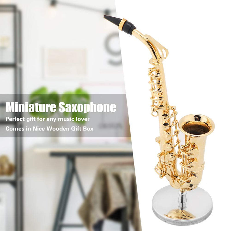 Miniature Alto Saxophone Delicated Gold Plated Mini Instrument Ornament with Case, and Decoration Saxophone Model Mini Musical 14cm Miniature Alto Saxophone Replica