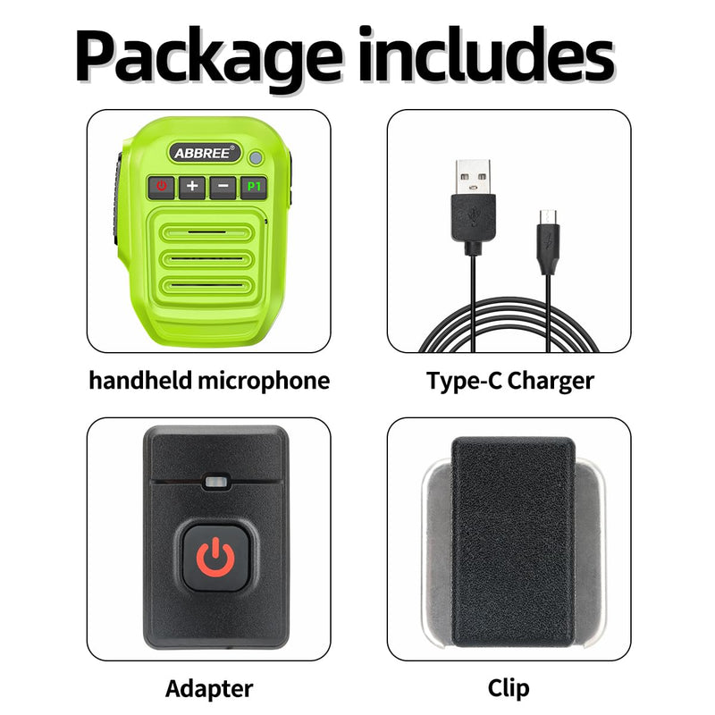 ABBREE Ham Radio Wireless Handheld Speaker Mic, 2 Pin Shoulder Microphone Compatible with Baofeng 5RM UV-5R,BF-F8HP PRO,GM21,K5PLUS,GM-15Pro,UV-5G Plus AR-152 Quansheng UV-K5 8 Walkie Talkie (Green) Green