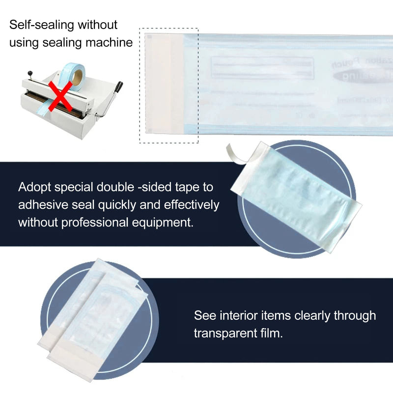 [AUSTRALIA] - Pack of 100 Sterilisation Bags, Self-Sealing Sterilisation Bags, Autoclave Self-Sealing Sterilisation Bags, Small, 70 x 230 mm 