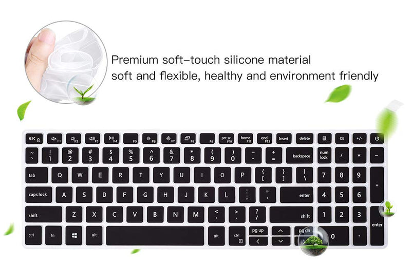 Keyboard Cover for 2021 Dell Inspiron 15 3000 3501 3502 3505, Dell Inspiron 15 17 5000 5584 5593 5594 5598 5501 5502 5505 5508 5509, 7000 7500 7590 7591 7501 7506 7706 7790 7791 Keyboard Skin, Black