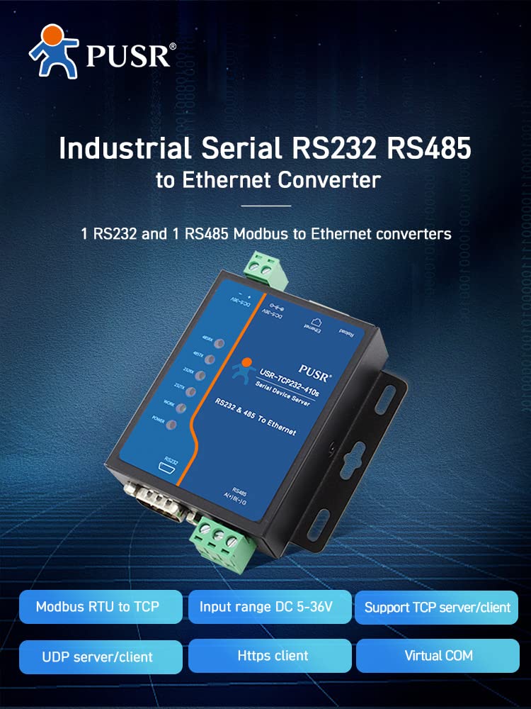 RS232 RS485 Modbus RTU to Modbus TCP Gateway Serial to Ethernet Converter USR-TCP232-410s