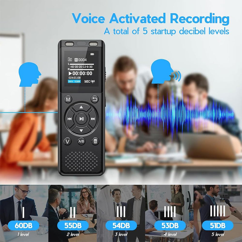 Tonfarb 64GB Digital Voice Recorder with Playback,Audio Recording Device for Lectures Meeting/Classes/Interviews,Tape Recorder with Voice Activated,Password,Noise Reduction,A-B Repeat,MP3 Player Etc