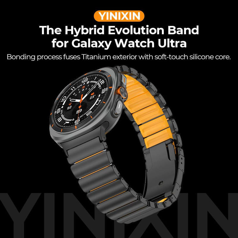 Titanium-Silicone Band for Galaxy Watch Ultra 2 1 (2026/2025/2024) | G2 Ti No Gap Metal Strap for Samsung Ultra 47mm | Silicone Lining,Anti-Slip, Lightweight,Hypoallergenic,Fit Wrist 6.3''-9'' black green