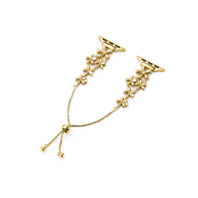 Floral Bloom Copper Watch Band for Women Compatible with Apple Watch 38/40/41/42/44/45/46/49mm for iWatch Series 11/10/9/8/7/6/5/4/3/2/1 SE Ultra1/2/3, Dressy Metal Bracelet Gold 42(Series 10-11)/38/40/41mm