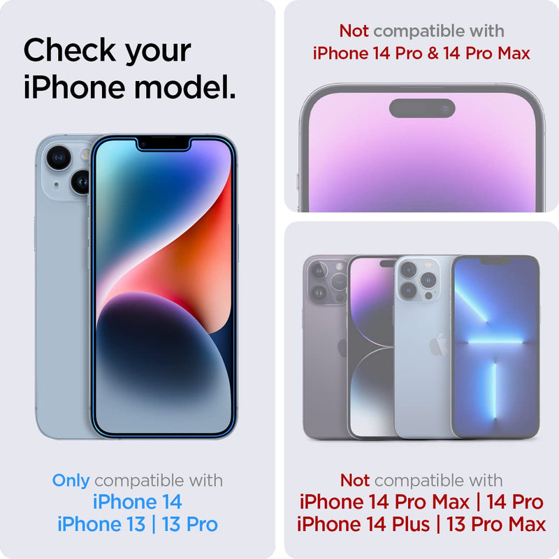 Spigen Tempered Glass Screen Protector [GlasTR EZ FIT] designed for iPhone 14 / iPhone 13 Pro/iPhone 13 [2 Pack]