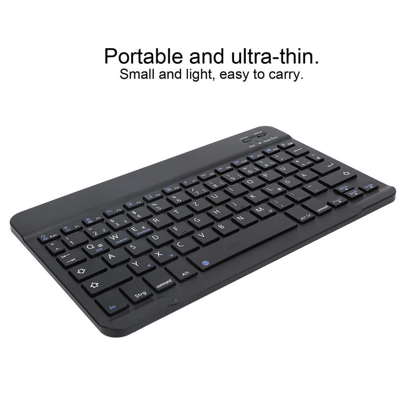 German Keyboard 10Inch Keyboard German Layout USB Computer Keyboard for Laptops, PC(Black) black