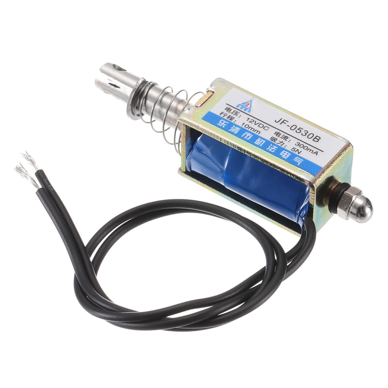 QUARKZMAN DC 12V 0.3A Solenoid Electromagnet Push Type 5N 10 mm Hub Electromagnetic Actuator Open Frame Linear Motion JF-0530B Magnet Electromagnet