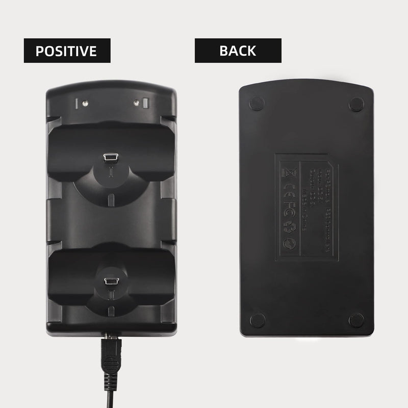 PS3 Controller Charger Station, Charging Dock for Sony Playstation 3 Original Wireless Dual Controller and Move Controller with LED Light Indicator and Charging Cable