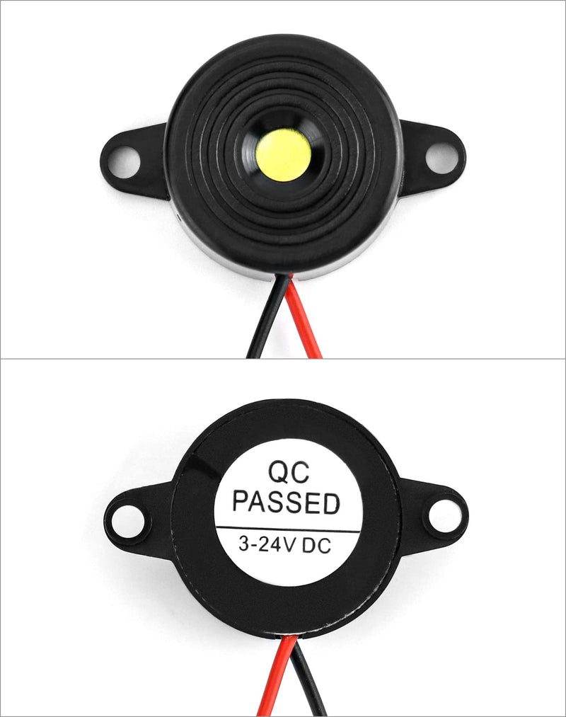 QWORK 8pcs Electronic Buzzer 3-24V Active Buzzer 87dB Buzzer Alarm Piezo Cable Length 100mm 3-24 V