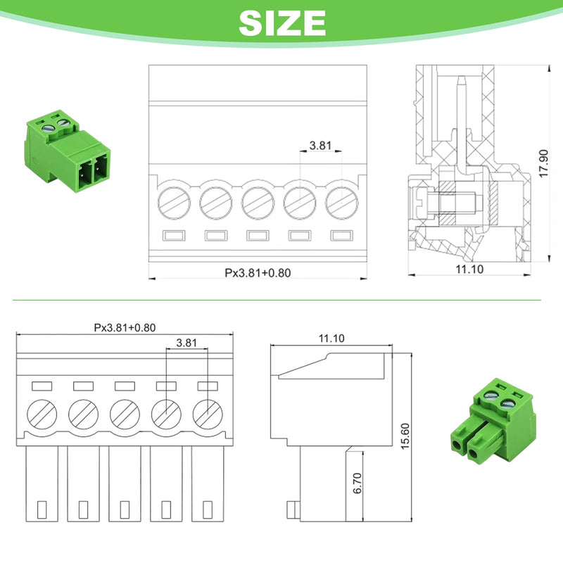 5 Sets 3.81 mm/0.15 in 4 Pins Solderless Connection Pluggable Terminals, 28-16AWG PCB Mounting Screw Terminal (4Pin (5Sets)) 4Pin （5Sets）