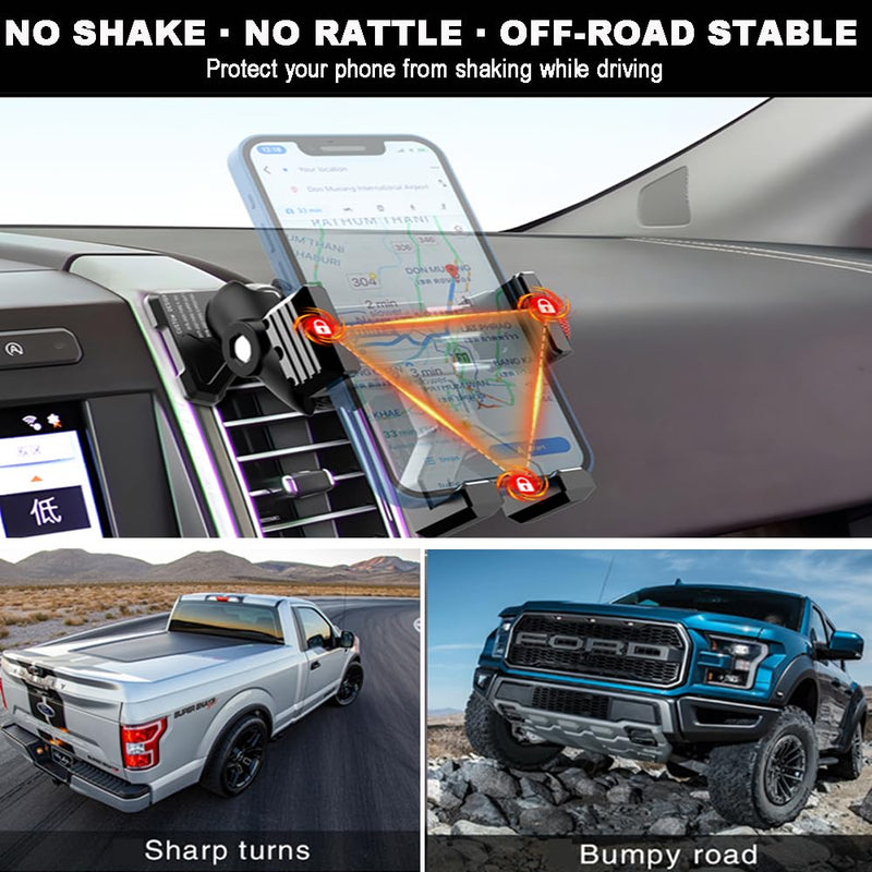 Aluminum Car Vent Phone Mount for Ford F150 (2021-2026) | Ford F-250/F-350 2023-2026| F-150 Lightning XL&PRO 2022-2026 | 360° Rotation | Zero Slip Anti-Scratch | for All Smartphones Ford F-150 Vent Phone Mount (2021-2024)