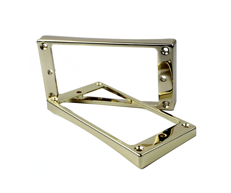 Guyker Curved Bottom Metal Humbucker Pickup Mounting Ring Set - Bridge and Neck Pickups Cover Frame Replacement Compatible with Les Paul LP Style Electric Guitar or Precision Bass(2PCS, Golden)