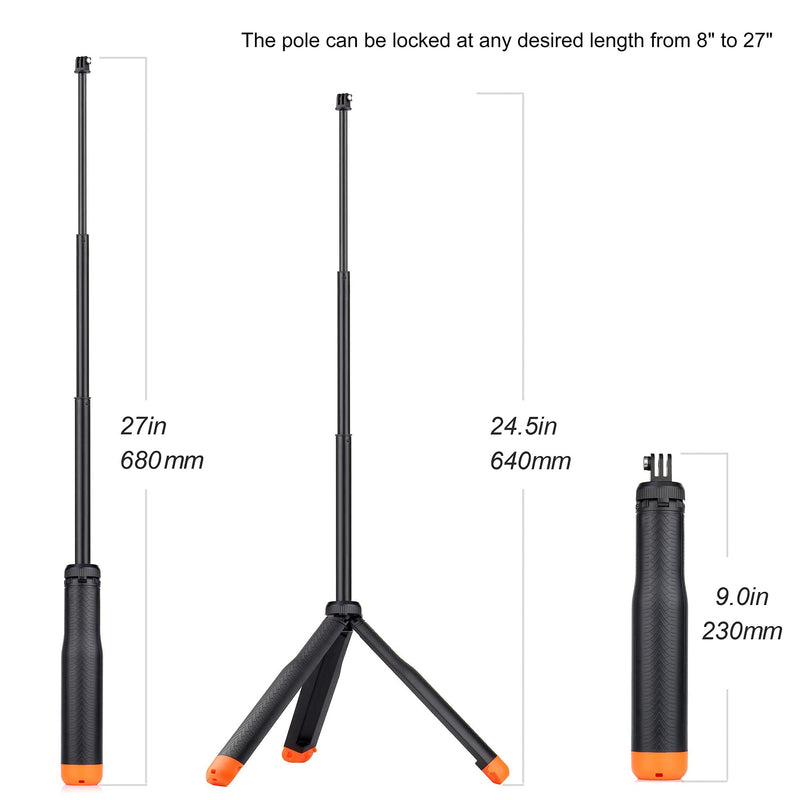 Floating Selfie Stick for GoPro Hero 13 12 11 10 9 8 7 6 5 4 3 Mini Max Fusion Session, SJCAM, AKASO Action Camera, 4 in 1 Underwater Waterproof Pole Monopod Hand Grip Tripod Stand