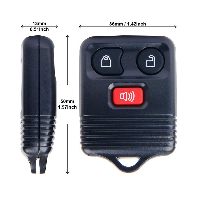 Big-Autoparts 2 Replacement Keyless Entry Remote Key Fob Clicker Transmitter for Ford 1998-2016 F-150 F-250 F-350, Mazda, Mercury, Lincoln - 3 Button 2 Pack 3 Button