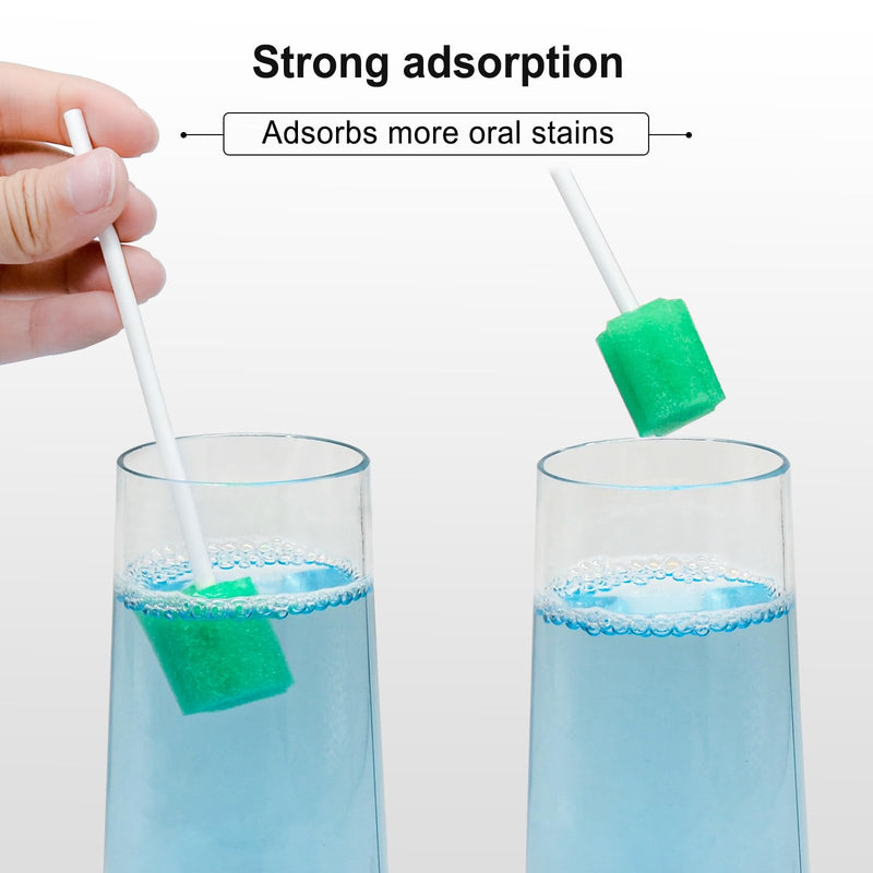 Mouth Sponges Sterile Dental Swabs, 50 Pieces Oral Care Sponge Swabs, Cleaning Mouth Swabs, Oral Hygiene Sponge, Mouth Care Swabs, Cotton Buds, Oral Care Sticks, Foam for Oral Hygiene, Cyan