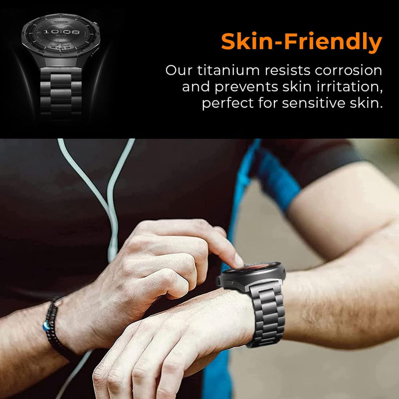 22mm Tool Free Titanium Band for Huawei Watch GT Runner 2/GT6/6Pro | Metal Strap For GT 5/4/3/3Pro/Active/Classic/2 Pro | 40% Lightweight,Skin-Friendly,Corrosion Resistance,Fit Wrists 6.3''-9'' black 22mm