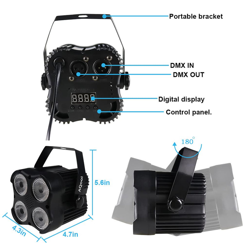 [AUSTRALIA] - Stage Par Lights, AQOOL RGBW LED Par Can Light,Super Bright DJ Wash Light with Remote & DMX Control,Sound Activated Uplights for Event Wedding Birthday Church Christmas Party Dance Show 