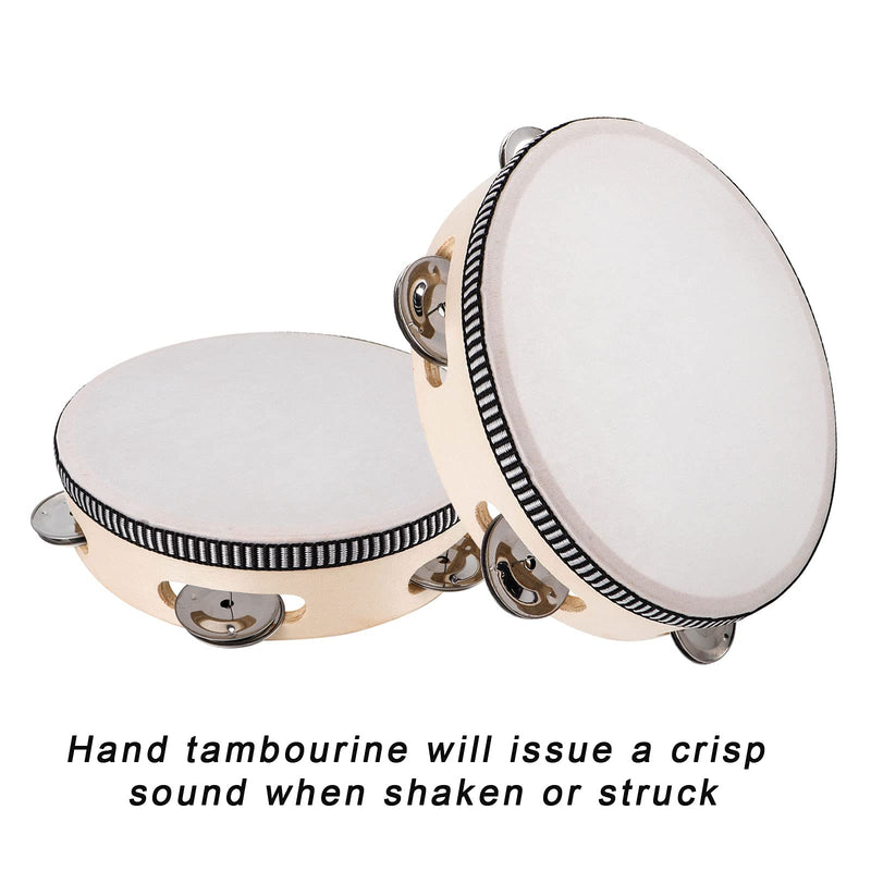 [AUSTRALIA] - Tambourines for Adults, 6 inch Wooden Hand Held Drum Bell Tamborine with Birch Metal Jingles Single Row Percussion Musical Instruments Hand Tambourine for Church, KTV, Party, Game 6 inches 