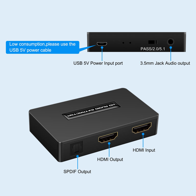 [AUSTRALIA] - HDMI Audio Extractor Splitter hdmi to hdmi 3.5mm Audio Adapter Converter with Spdif Output Support 1080P 3D Compatable for PS4 Fire Stick Blu-Ray Player etc. 
