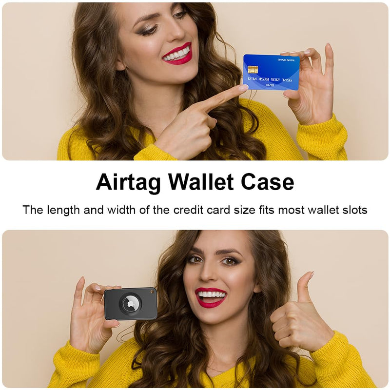 2-Pack Airtag Wallet Holder - Silicone Slim Airtag Card Holder for Apple Airtag - Ultra-Thin Air Tag Cardholder for Purses, Handbags, Backpack Wallets & Clutch Bags Black