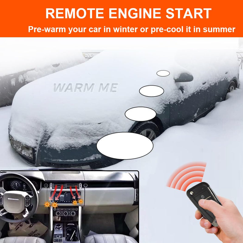 Car Alarm System with Remote Starter and Engine Start Stop Push Button (Without Siren (Connect to car Horn)) without siren (connect to car horn)
