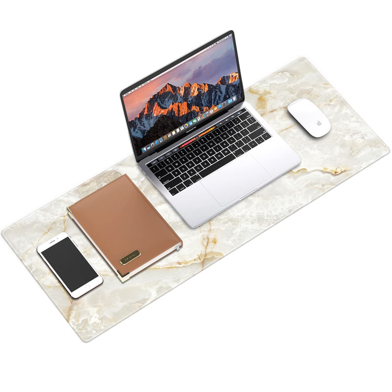 Galdas Large Mouse Pad Marble Pattern XXL XL Large Mouse Pad Mat Long Extended Mousepad Desk Pad Non-Slip Rubber Mice Pads Stitched Edges Thin Pad (31.5x11.8x0.12“)