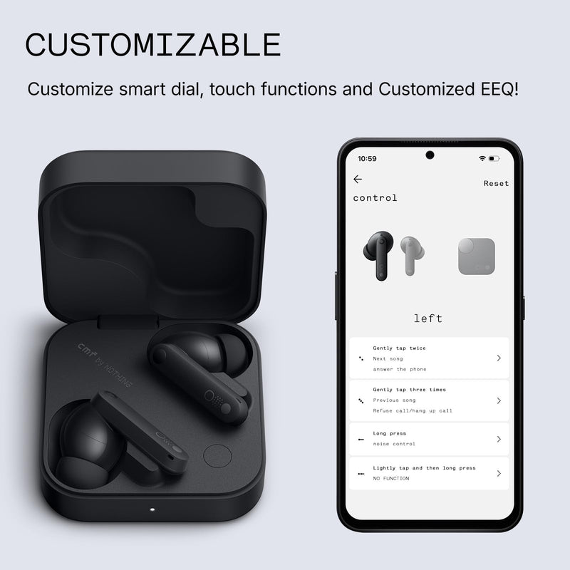 CMF Buds Pro 2 Wireless Earbuds with Smart Dial, 50dB Hybrid Noise Cancelling Earbuds Wireless Bluetooth 5.3, 11mm Bass with LDAC, 6 Hi-Res Audio Mics, 43H Playtime, Fast Charging Case, Dark Grey Modern