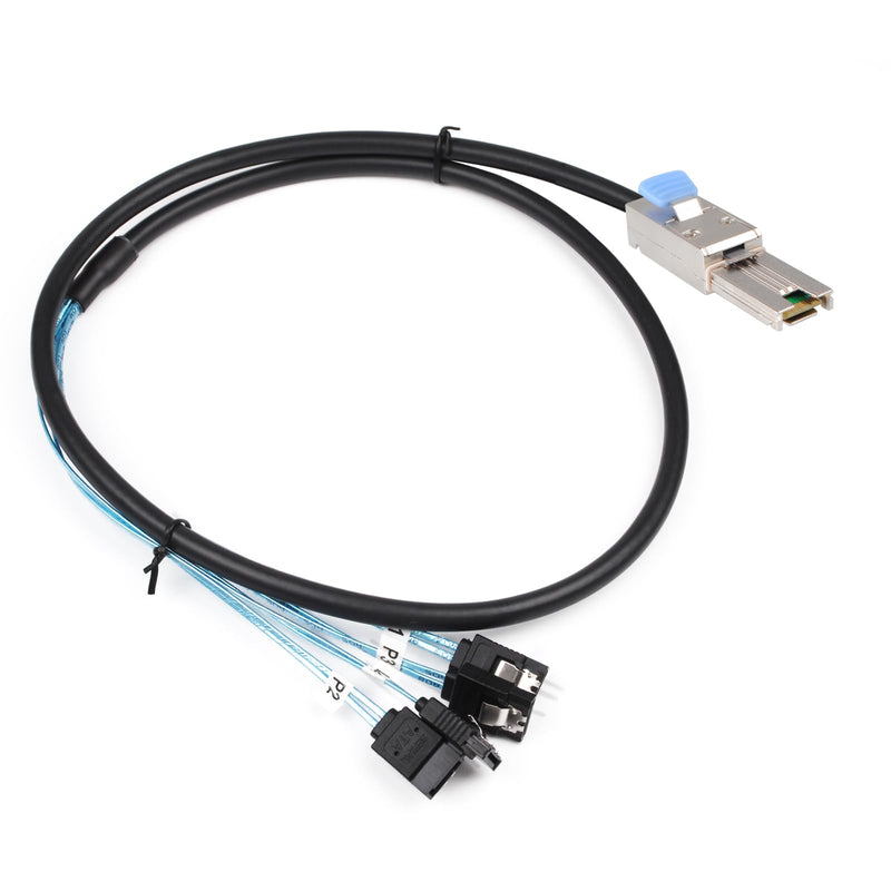 2PCS Mini SAS 26P SFF 8088 Male to 4 SATA 7Pin Female 1M 3.3FTCable with Latch,Mini SAS Host/Controller to 4 SATA Target/Backplane 3.3ft/2 PACK SFF-8088 to 4SATA