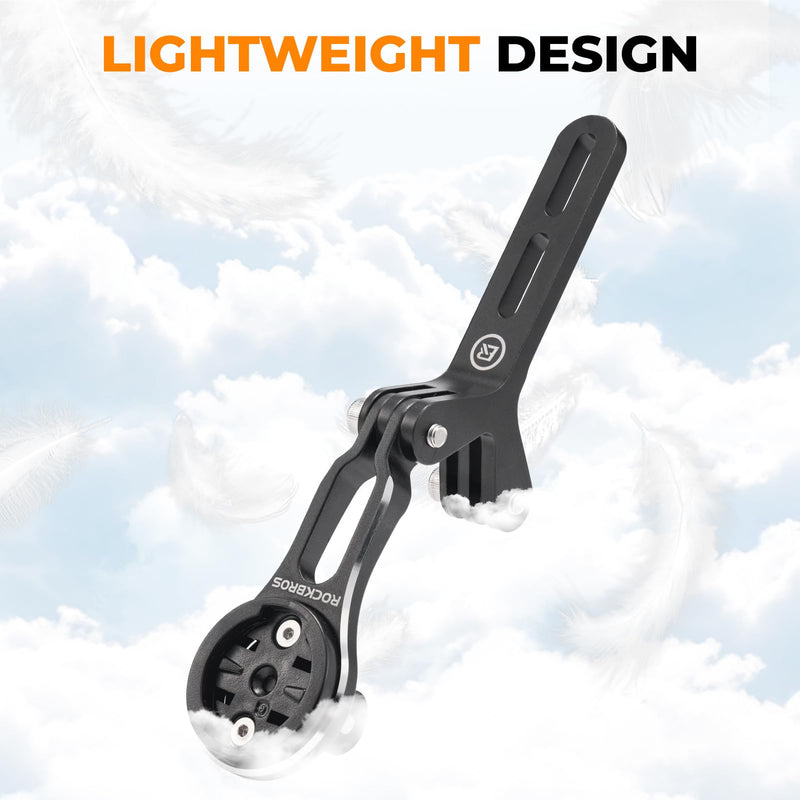 ROCKBROS Out Front Mount Compatible with Garmin Bryton Wahoo Adjustable | M5 Mounting Holes,Flat-Bar Bike Compatible,Adjustable Viewing Angle,Aluminum Alloy,Lightweight