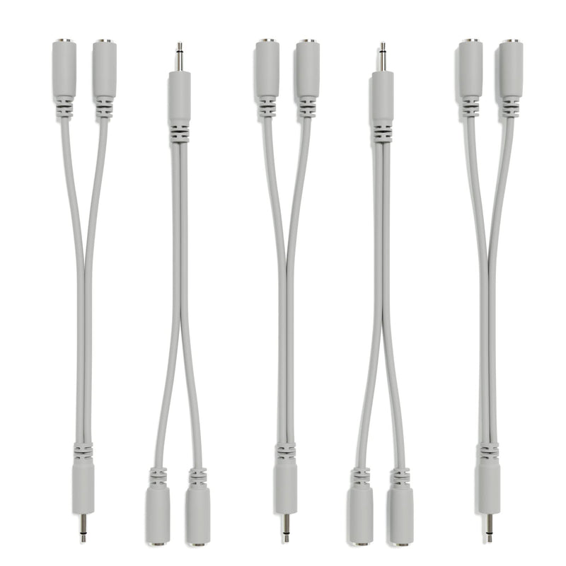 5-Pack - Mono Splitter Y Patch Cables - TS 3.5mm 1/8" Eurorack Synth Synthesizer [Grey] Grey