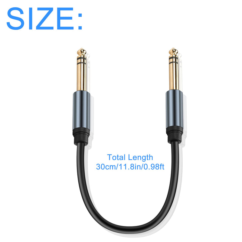 1/4 inch TRS Stereo Cable 6.35mm Male to 6.35mm Male TRS Stereo Audio Cable 0.98FT 1/4" Instrument Stereo Aux Jack Adapter Cable for Guitar Bass Amplifier 2pcs